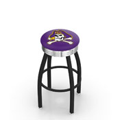 L8B3C - Black Wrinkle East Carolina Swivel Bar Stool with Chrome 2.5 Ribbed Accent Ring by Holland Bar Stool Company