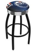 L8B3C Edmonton Oilers Swivel Stool with a Black Wrinkle and Chrome Finish