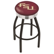 L8B3C - Black Wrinkle Florida State (Script) Swivel Bar Stool with Chrome 2.5 Ribbed Accent Ring by Holland Bar Stool Company