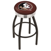 L8B3C - Black Wrinkle Florida State (Head) Swivel Bar Stool with Chrome 2.5 Ribbed Accent Ring by Holland Bar Stool Company