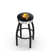 L8B3C - Black Wrinkle Ferris State Swivel Bar Stool with Chrome 2.5 Ribbed Accent Ring by Holland Bar Stool Company