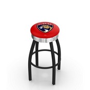 L8B3C - Black Wrinkle Florida Panthers Swivel Bar Stool with Chrome 2.5 Ribbed Accent Ring by Holland Bar Stool Company