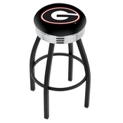 L8B3C - Black Wrinkle Georgia G Swivel Bar Stool with Chrome 2.5 Ribbed Accent Ring by Holland Bar Stool Company