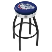 L8B3C - Black Wrinkle Gonzaga Swivel Bar Stool with Chrome 2.5 Ribbed Accent Ring by Holland Bar Stool Company