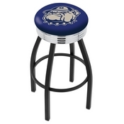 L8B3C - Black Wrinkle Georgetown Swivel Bar Stool with Chrome 2.5 Ribbed Accent Ring by Holland Bar Stool Company