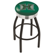 L8B3C - Black Wrinkle Hawaii Swivel Bar Stool with Chrome 2.5 Ribbed Accent Ring by Holland Bar Stool Company