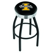 L8B3C - Black Wrinkle Idaho Swivel Bar Stool with Chrome 2.5 Ribbed Accent Ring by Holland Bar Stool Company