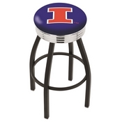 L8B3C - Black Wrinkle Illinois Swivel Bar Stool with Chrome 2.5 Ribbed Accent Ring by Holland Bar Stool Company