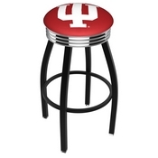 L8B3C - Black Wrinkle Indiana Swivel Bar Stool with Chrome 2.5 Ribbed Accent Ring by Holland Bar Stool Company