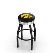 L8B3C - Black Wrinkle Iowa Swivel Bar Stool with Chrome 2.5 Ribbed Accent Ring by Holland Bar Stool Company