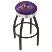 L8B3C - Black Wrinkle James Madison Swivel Bar Stool with Chrome 2.5 Ribbed Accent Ring by Holland Bar Stool Company