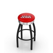 L8B3C - Black Wrinkle Louisiana-Lafayette Swivel Bar Stool with Chrome 2.5 Ribbed Accent Ring by Holland Bar Stool Company