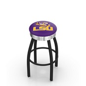 L8B3C - Black Wrinkle Louisiana State Swivel Bar Stool with Chrome 2.5 Ribbed Accent Ring by Holland Bar Stool Company