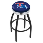 L8B3C - Black Wrinkle Louisiana Tech Swivel Bar Stool with Chrome 2.5 Ribbed Accent Ring by Holland Bar Stool Company