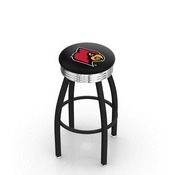 L8B3C - Black Wrinkle Louisville Swivel Bar Stool with Chrome 2.5 Ribbed Accent Ring by Holland Bar Stool Company