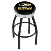 L8B3C - Black Wrinkle Michigan Tech Swivel Bar Stool with Chrome 2.5 Ribbed Accent Ring by Holland Bar Stool Company