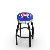 L8B3C Chicago Cubs Swivel Stool with a Black Wrinkle and Chrome Finish by HBS, AGS-L8B3C25MLBCub