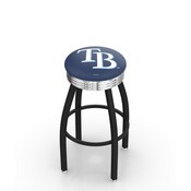 L8B3C Tampa Bay Rays Swivel Stool with a Black Wrinkle and Chrome Finish by HBS, AGS-L8B3C25MLBTam