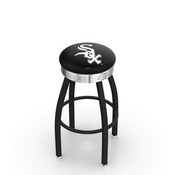 L8B3C Chicago White Sox Swivel Stool with a Black Wrinkle and Chrome Finish by HBS, AGS-L8B3C25MLBWSx