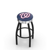 L8B3C Washington Nationals Swivel Stool with a Black Wrinkle and Chrome Finish by HBS, AGS-L8B3C25MLBWas
