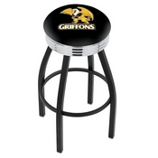 L8B3C - Black Wrinkle Missouri Western State Swivel Bar Stool with Chrome 2.5 Ribbed Accent Ring by Holland Bar Stool Company
