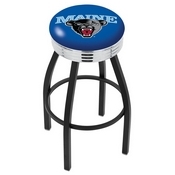 L8B3C - Black Wrinkle Maine Swivel Bar Stool with Chrome 2.5 Ribbed Accent Ring by Holland Bar Stool Company