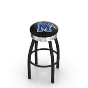 L8B3C - Black Wrinkle Memphis Swivel Bar Stool with Chrome 2.5 Ribbed Accent Ring by Holland Bar Stool Company
