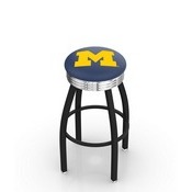 L8B3C - Black Wrinkle Michigan Swivel Bar Stool with Chrome 2.5 Ribbed Accent Ring by Holland Bar Stool Company