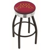 L8B3C - Black Wrinkle Minnesota Swivel Bar Stool with Chrome 2.5 Ribbed Accent Ring by Holland Bar Stool Company