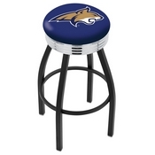 L8B3C - Black Wrinkle Montana State Swivel Bar Stool with Chrome 2.5 Ribbed Accent Ring by Holland Bar Stool Company