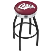 L8B3C - Black Wrinkle Montana Swivel Bar Stool with Chrome 2.5 Ribbed Accent Ring by Holland Bar Stool Company