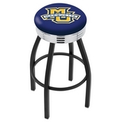 L8B3C - Black Wrinkle Marquette Swivel Bar Stool with Chrome 2.5 Ribbed Accent Ring by Holland Bar Stool Company
