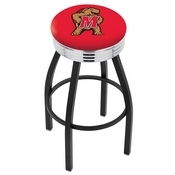 L8B3C - Black Wrinkle Maryland Swivel Bar Stool with Chrome 2.5 Ribbed Accent Ring by Holland Bar Stool Company