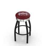 L8B3C - Black Wrinkle Mississippi State Swivel Bar Stool with Chrome 2.5 Ribbed Accent Ring by Holland Bar Stool Company