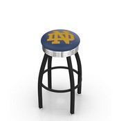 L8B3C - Black Wrinkle Notre Dame (ND) Swivel Bar Stool with Chrome 2.5 Ribbed Accent Ring by Holland Bar Stool Company