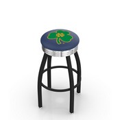 L8B3C - Black Wrinkle Notre Dame (Shamrock) Swivel Bar Stool with Chrome 2.5 Ribbed Accent Ring by Holland Bar Stool Company