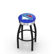 L8B3C - Black Wrinkle New York Rangers Swivel Bar Stool with Chrome 2.5 Ribbed Accent Ring by Holland Bar Stool Company