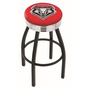 L8B3C - Black Wrinkle New Mexico Swivel Bar Stool with Chrome 2.5 Ribbed Accent Ring by Holland Bar Stool Company