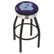 L8B3C - Black Wrinkle North Carolina Swivel Bar Stool with Chrome 2.5 Ribbed Accent Ring by Holland Bar Stool Company