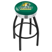 L8B3C - Black Wrinkle Northern Michigan Swivel Bar Stool with Chrome 2.5 Ribbed Accent Ring by Holland Bar Stool Company