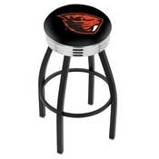 L8B3C - Black Wrinkle Oregon State Swivel Bar Stool with Chrome 2.5 Ribbed Accent Ring by Holland Bar Stool Company