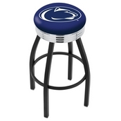 L8B3C - Black Wrinkle Penn State Swivel Bar Stool with Chrome 2.5 Ribbed Accent Ring by Holland Bar Stool Company