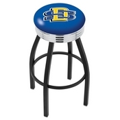 L8B3C - Black Wrinkle South Dakota State Swivel Bar Stool with Chrome 2.5 Ribbed Accent Ring by Holland Bar Stool Company