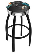 L8B3C San Jose Sharks Swivel Stool with a Black Wrinkle and Chrome Finish