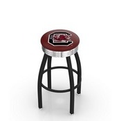 L8B3C - Black Wrinkle South Carolina Swivel Bar Stool with Chrome 2.5 Ribbed Accent Ring by Holland Bar Stool Company