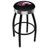 L8B3C - Black Wrinkle Southern Illinois Swivel Bar Stool with Chrome 2.5 Ribbed Accent Ring by Holland Bar Stool Company