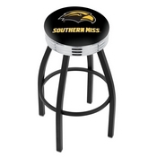 L8B3C - Black Wrinkle Southern Miss Swivel Bar Stool with Chrome 2.5 Ribbed Accent Ring by Holland Bar Stool Company
