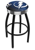 L8B3C Tampa Bay Lightning Swivel Stool with a Black Wrinkle and Chrome Finish