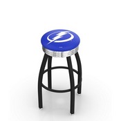 L8B3C - Black Wrinkle Tampa Bay Lightning Swivel Bar Stool with Chrome 2.5 Ribbed Accent Ring by Holland Bar Stool Company