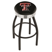 L8B3C - Black Wrinkle Texas Tech Swivel Bar Stool with Chrome 2.5 Ribbed Accent Ring by Holland Bar Stool Company